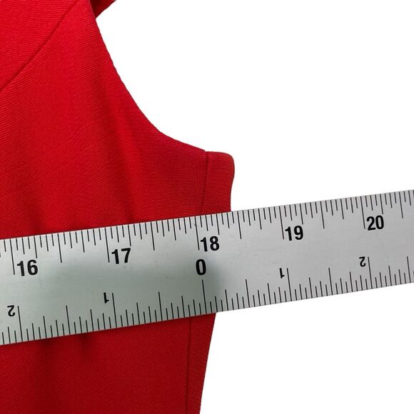 Escada Womens V Neck Short Sleeves Crepe Midi Fit & Flare Dress Red Size EU 36 - Picture 6 of 9